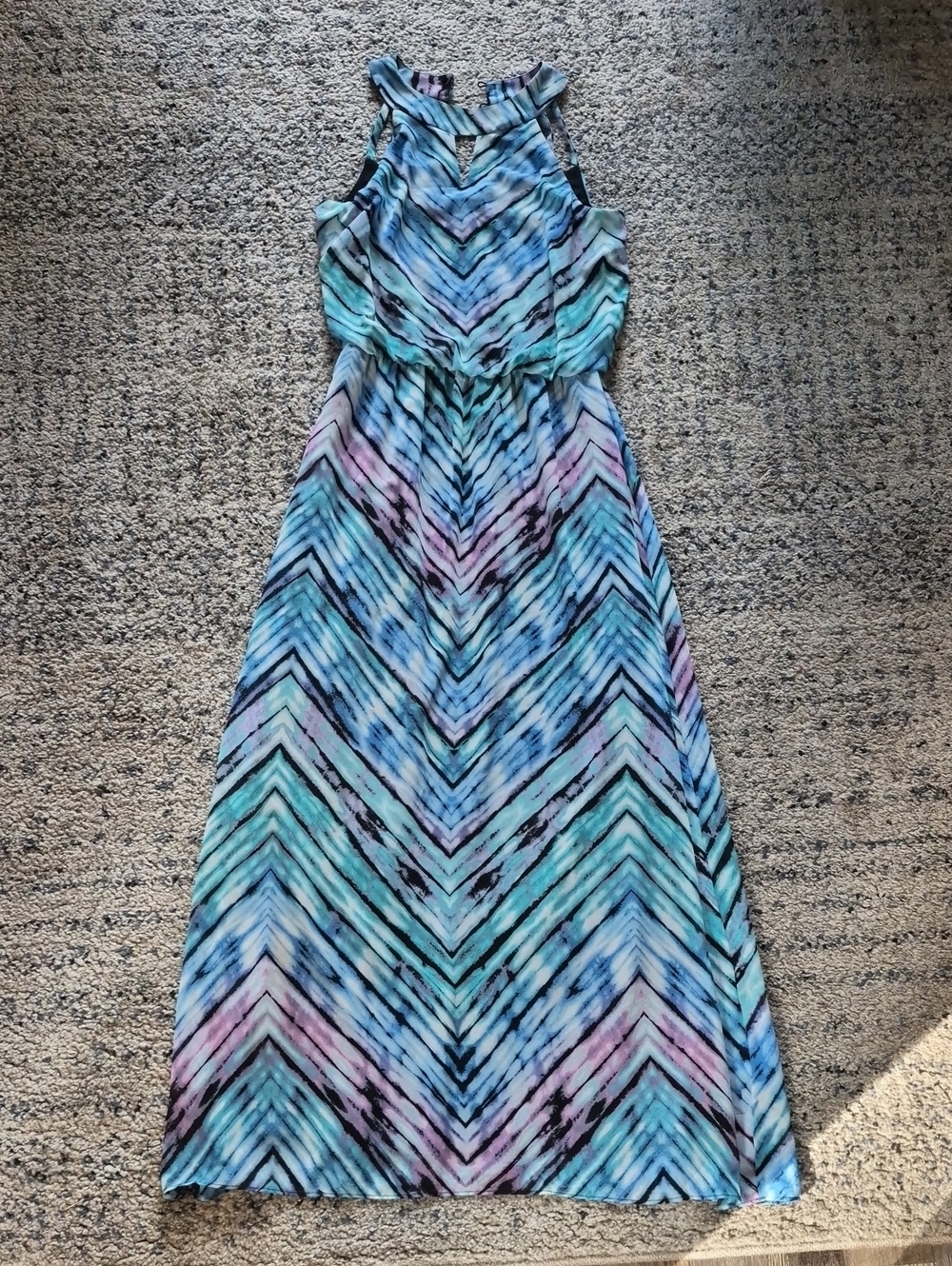 cleo Multicolor Watercolor Print Dress with Black Base